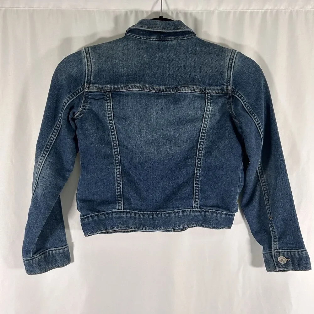 Gap Jean Jacket Girls Kids Medium Medium Wash Denim Snap Pockets Long Sleeve
